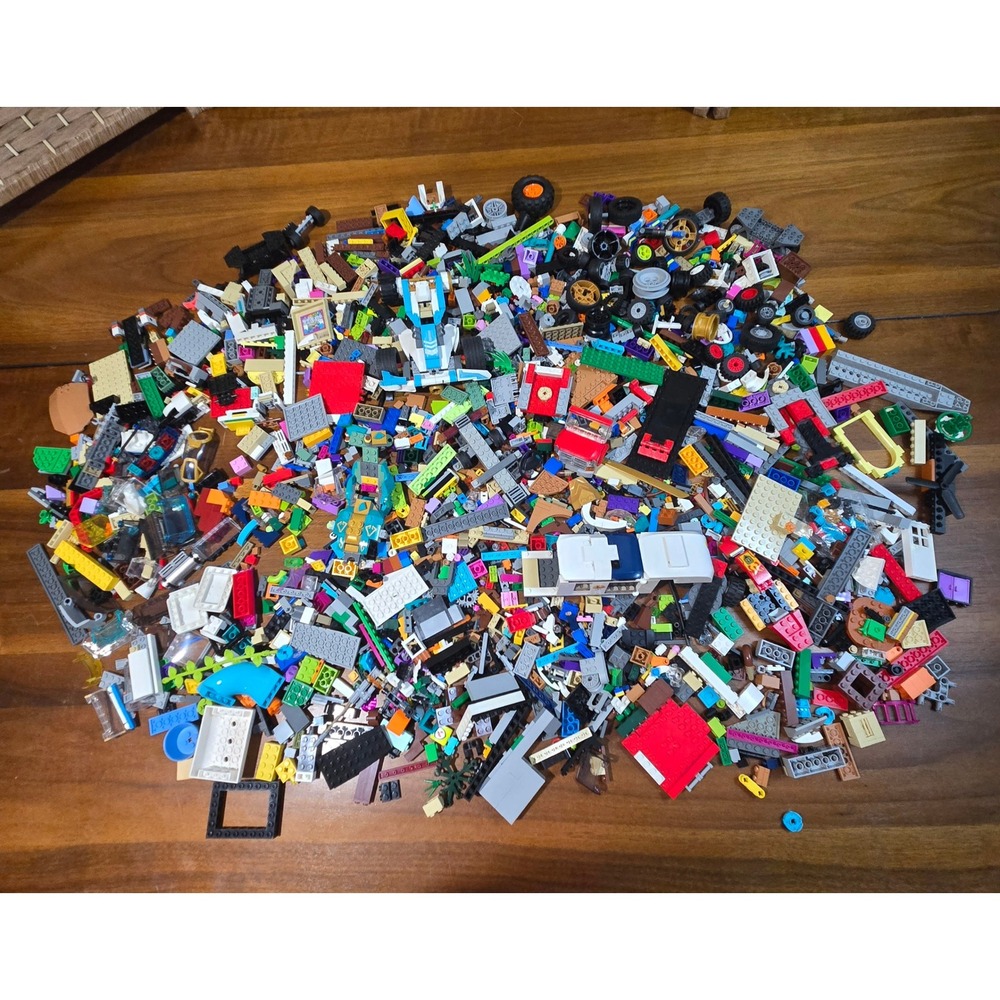 LEGO Bulk Lot 6lb 14oz Mixed Bricks Pieces Vehicles Wheels City Ninjago Technic